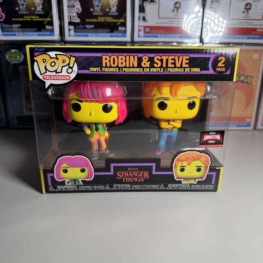 Funko Pop! Stranger Things Robin & Steve 2-Pack (Black Light) Target Exclusive